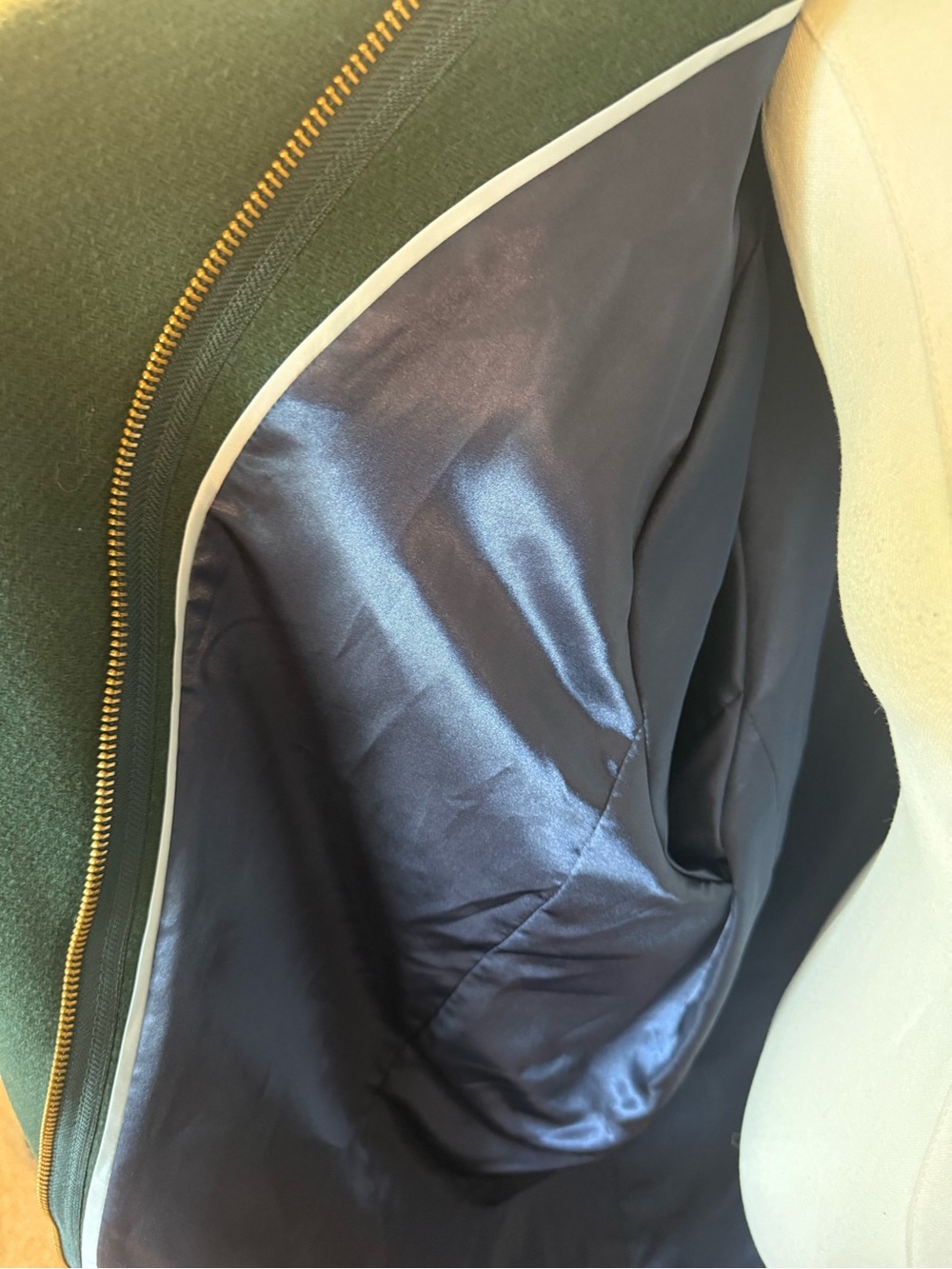 J. Crew Italian Stadium Cloth Wool Coat Forest Green Funnel Neck 18 Nello Gori - Picture 10 of 15